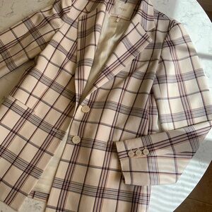 Maje Cream Plaid Blazer for Men